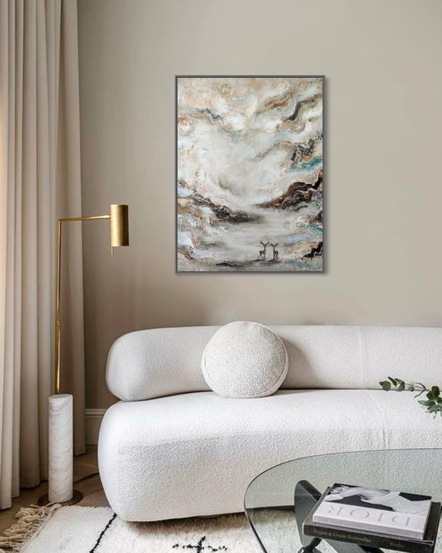 Beige dreamscape fields Vertical Print