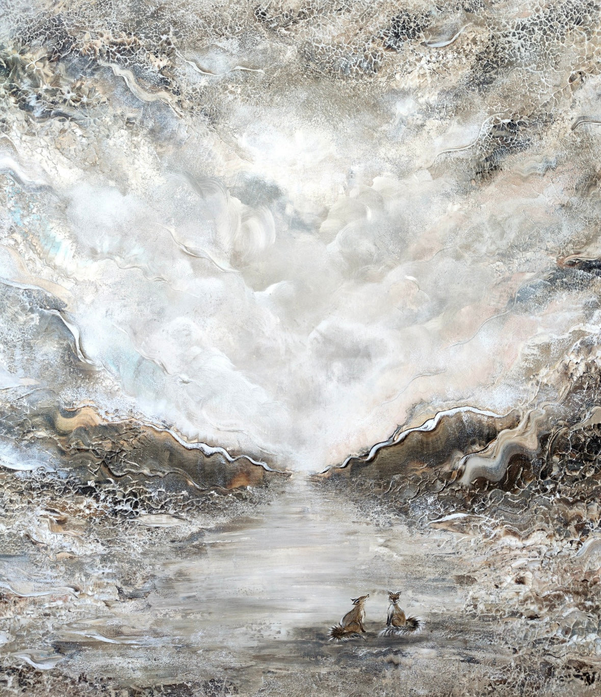 Beige fox dream Vertical Print