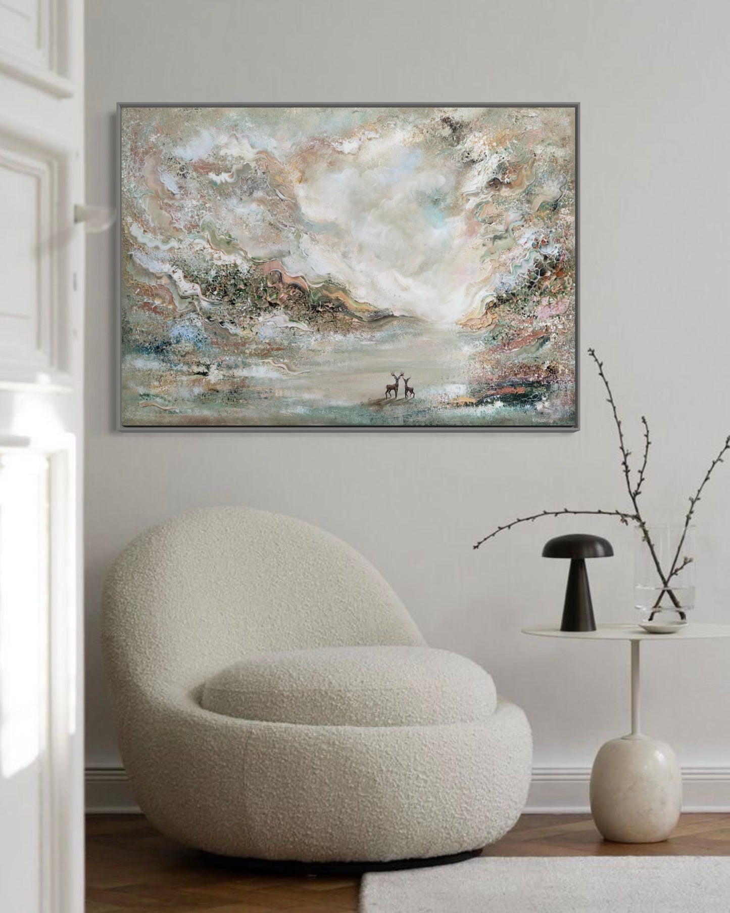 Green deer dreamscape Print