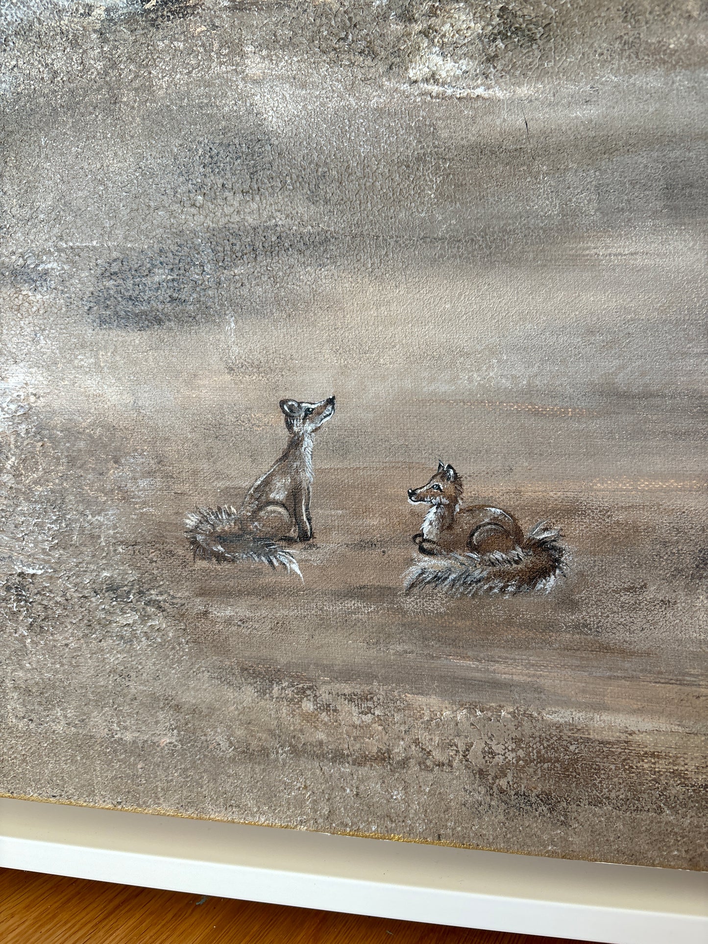 Beige fox dreamscape - Original Painting