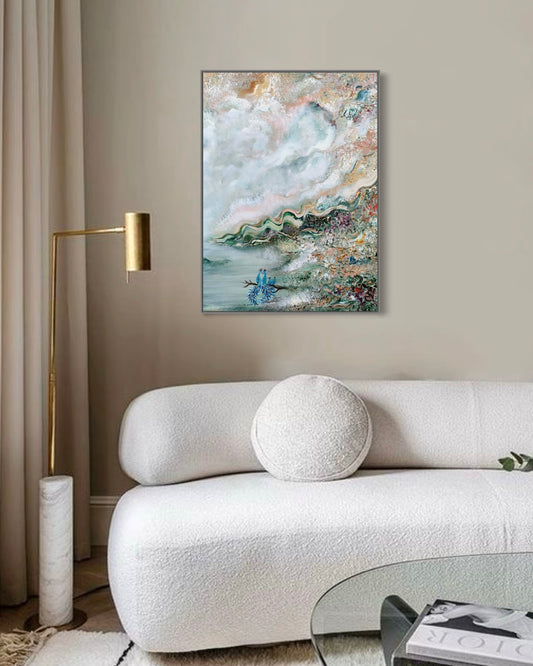 Peacock family dreamland Vertical Print