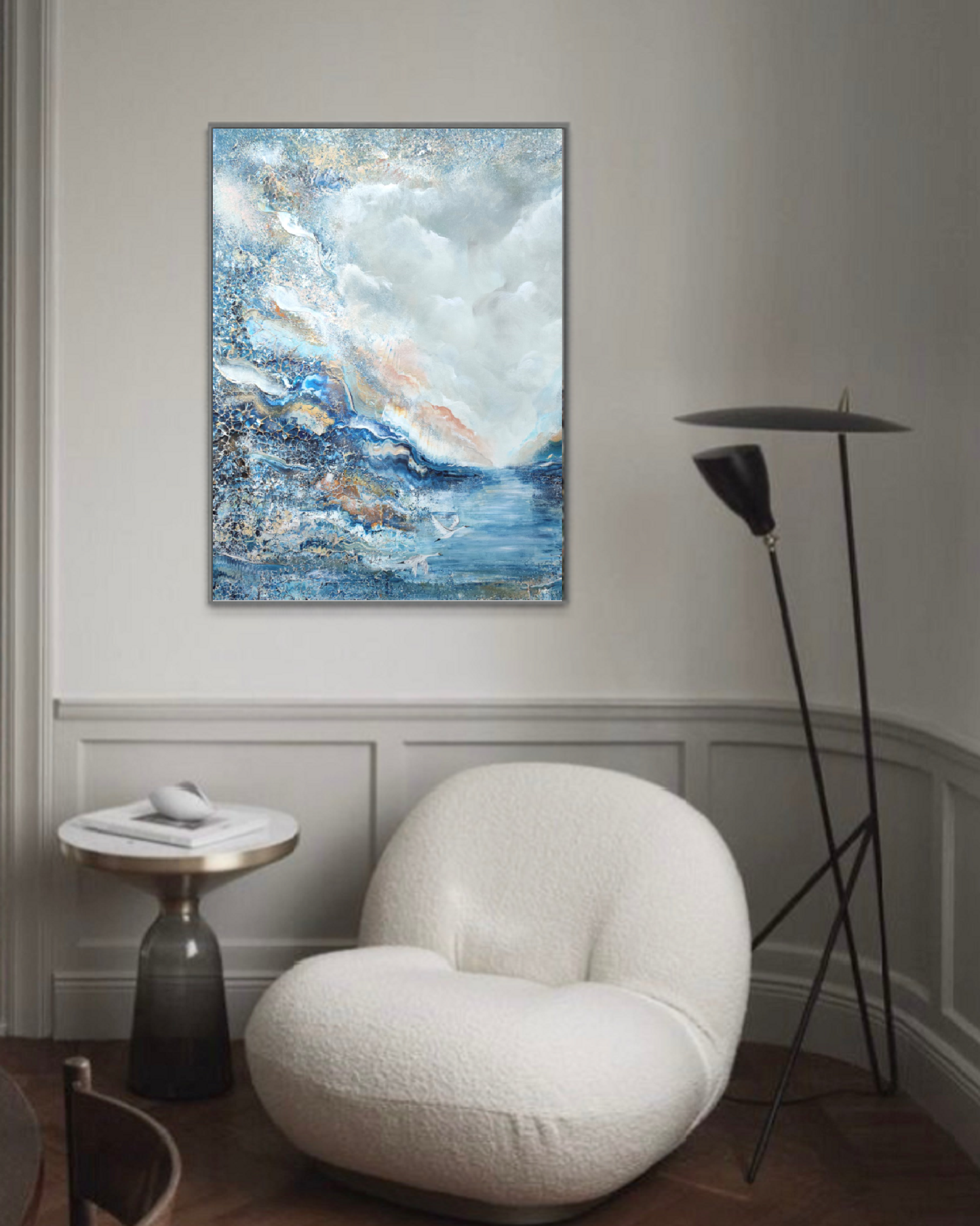 Blue flying swans Print