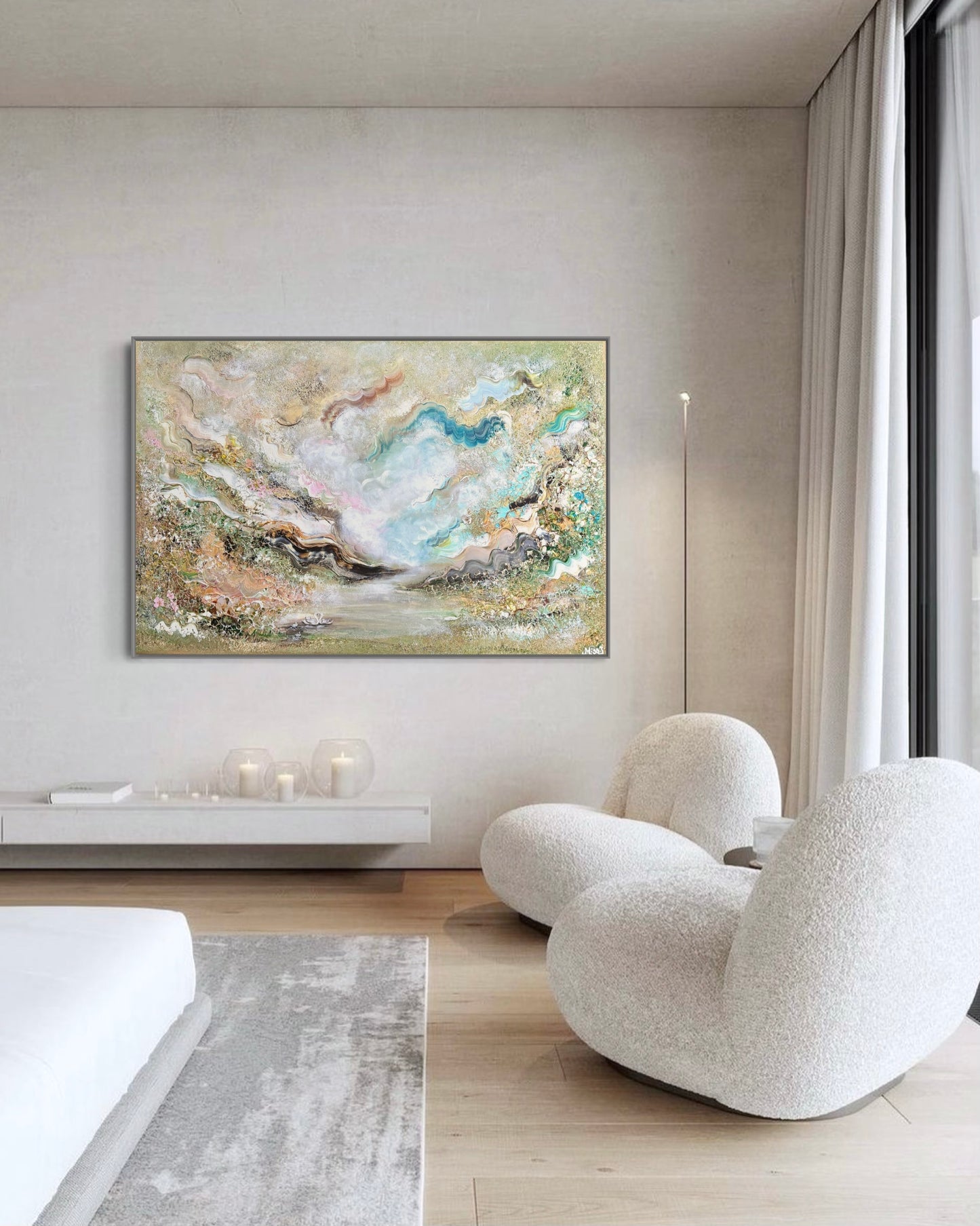 Family of swans dreamland - Original Painting