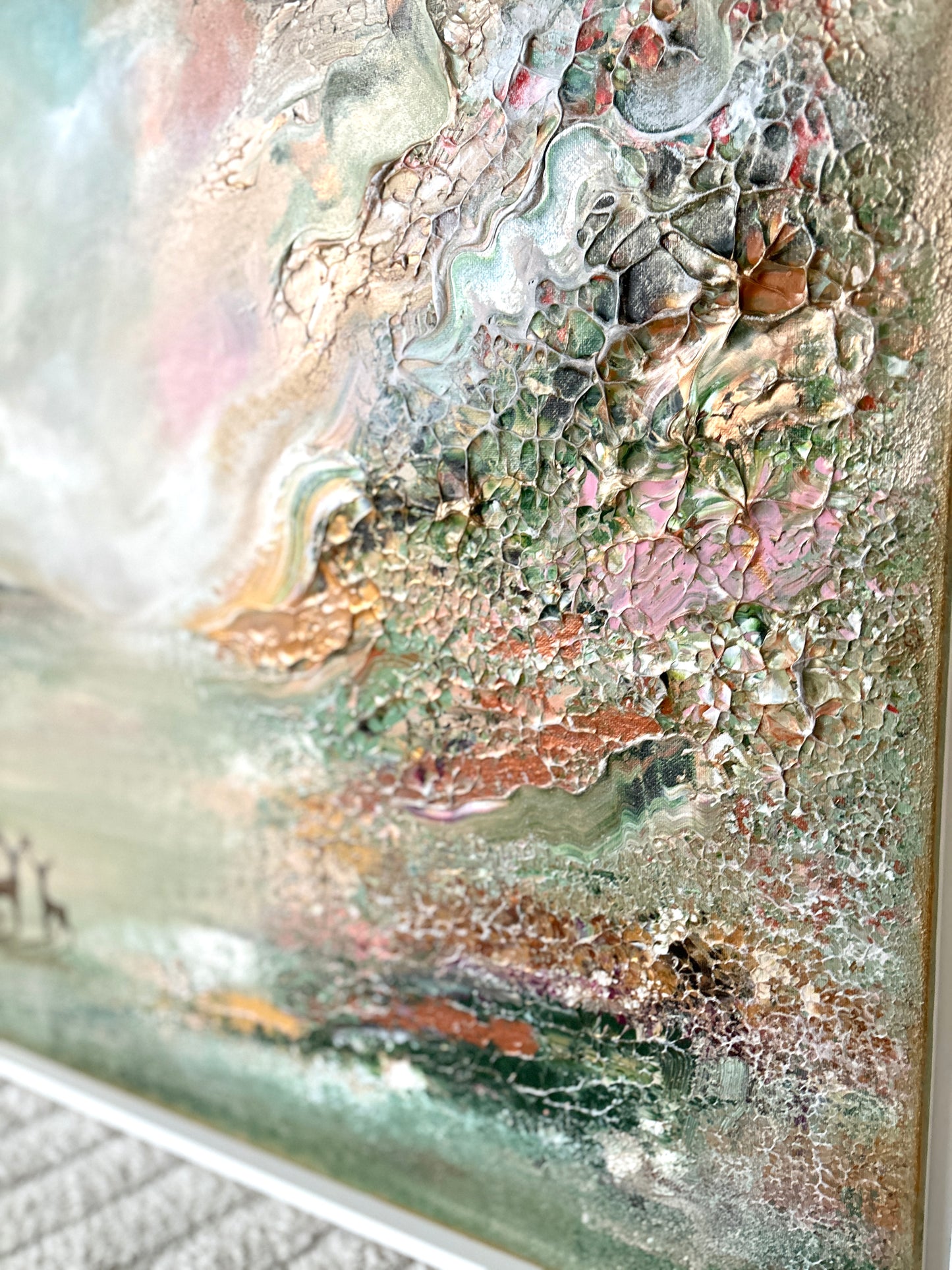 Green deer dreamscape - Original Painting