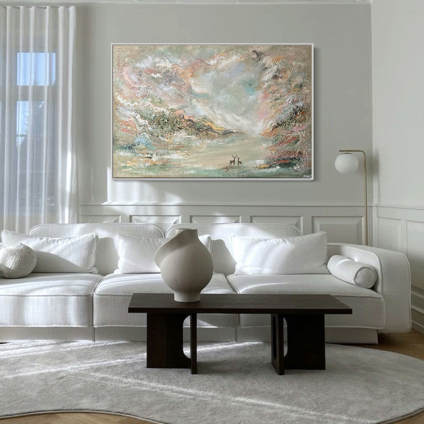 Green deer dreamscape - Original Painting