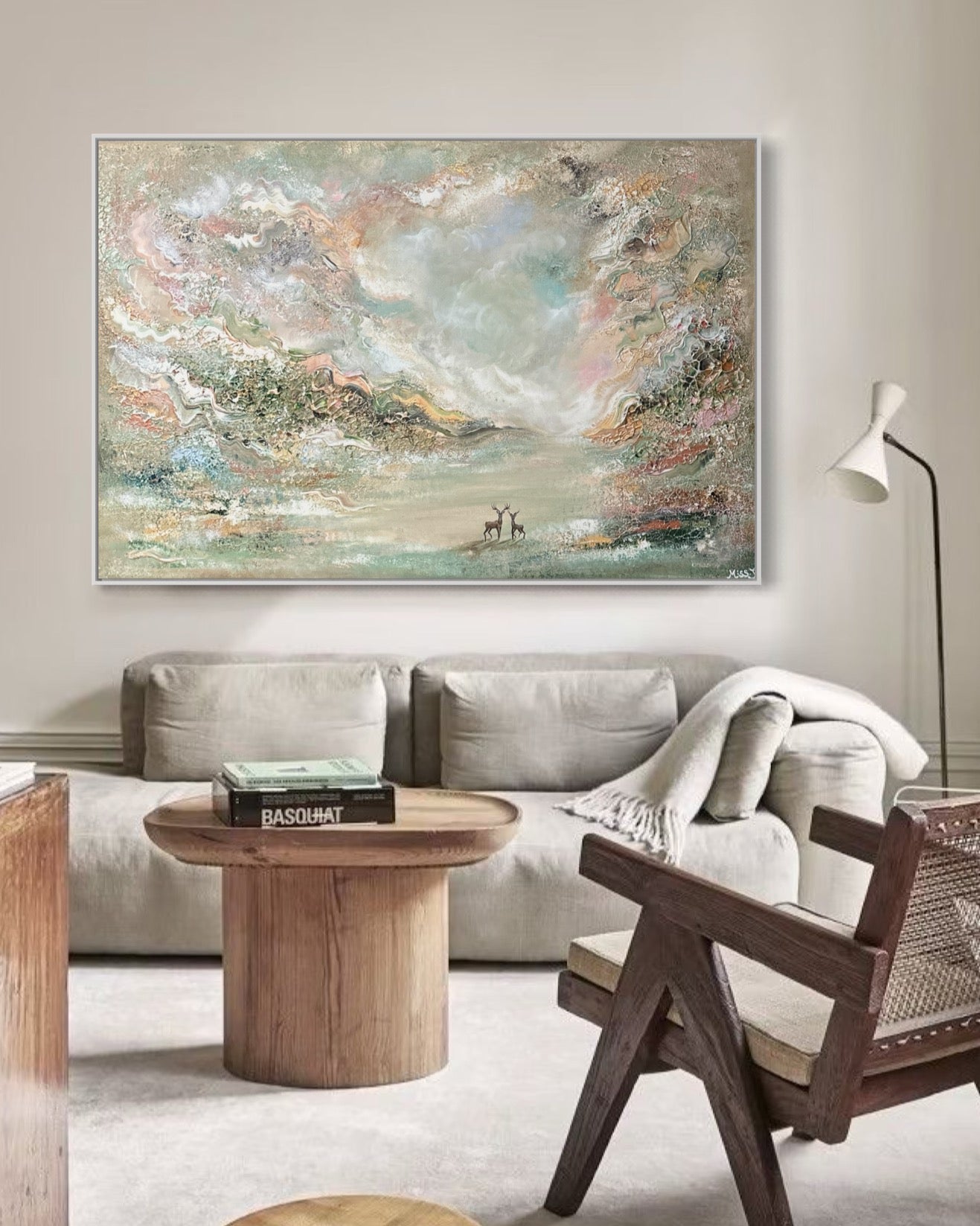 Green deer dreamscape - Original Painting