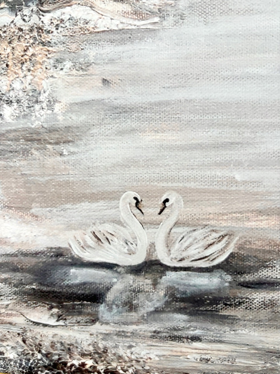 Beige ocean swans Print