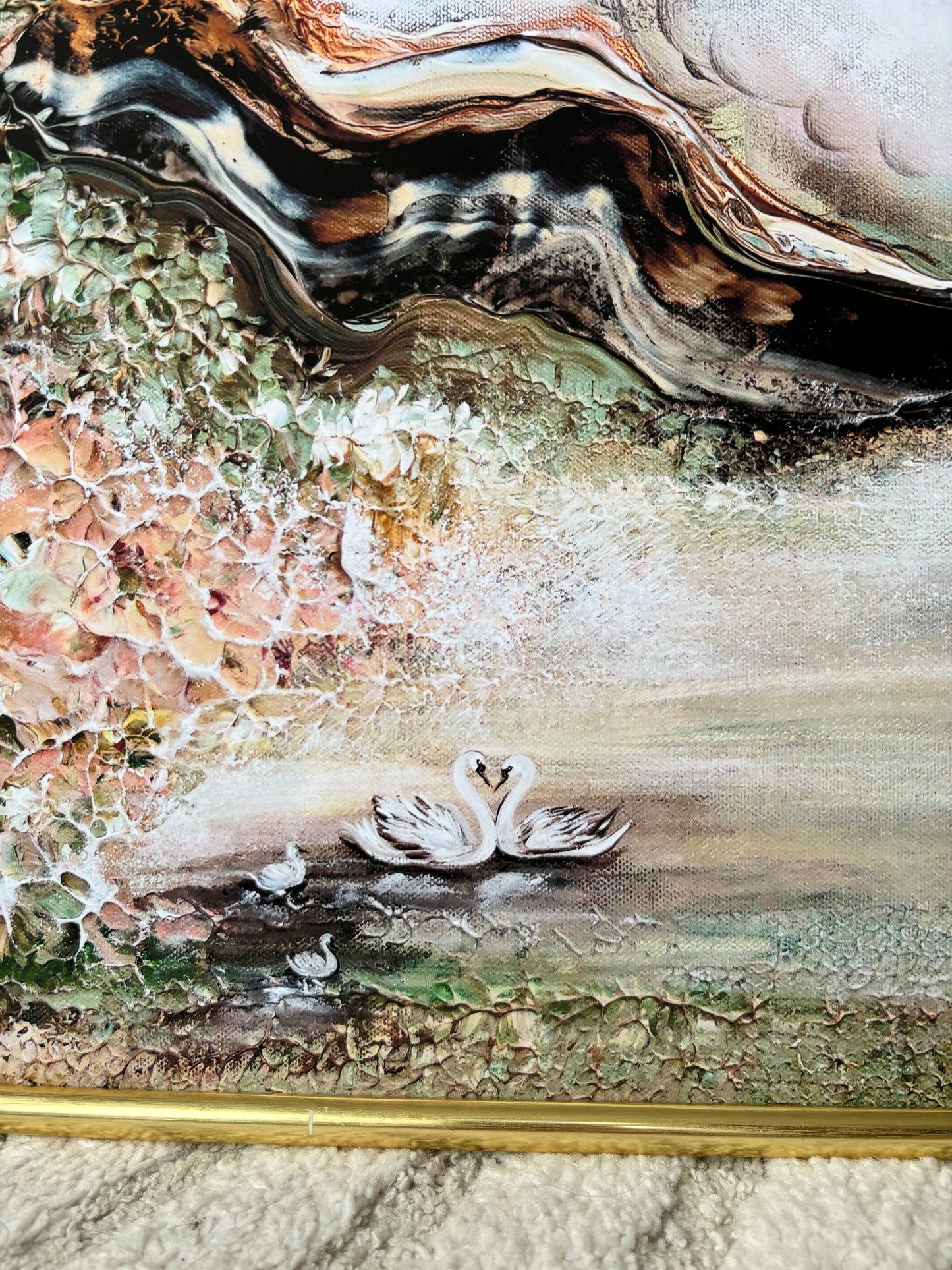 Family of swans dreamland Vertical Print