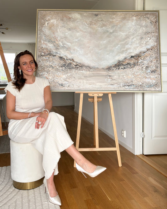 Beige Peacock Serenity - Original Painting