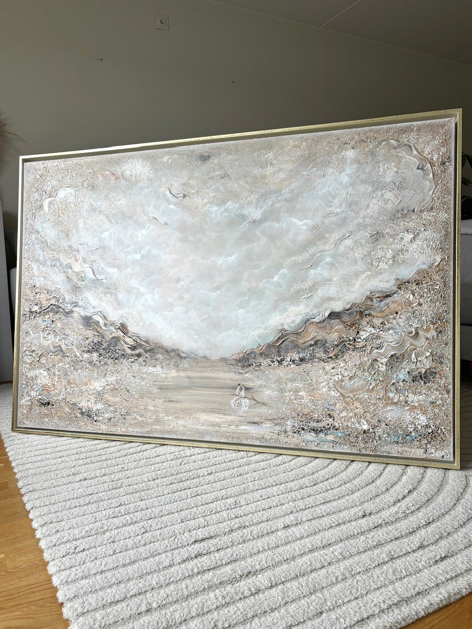 Beige Peacock Serenity - Original Painting