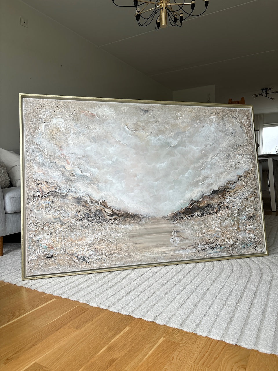 Beige Peacock Serenity - Original Painting