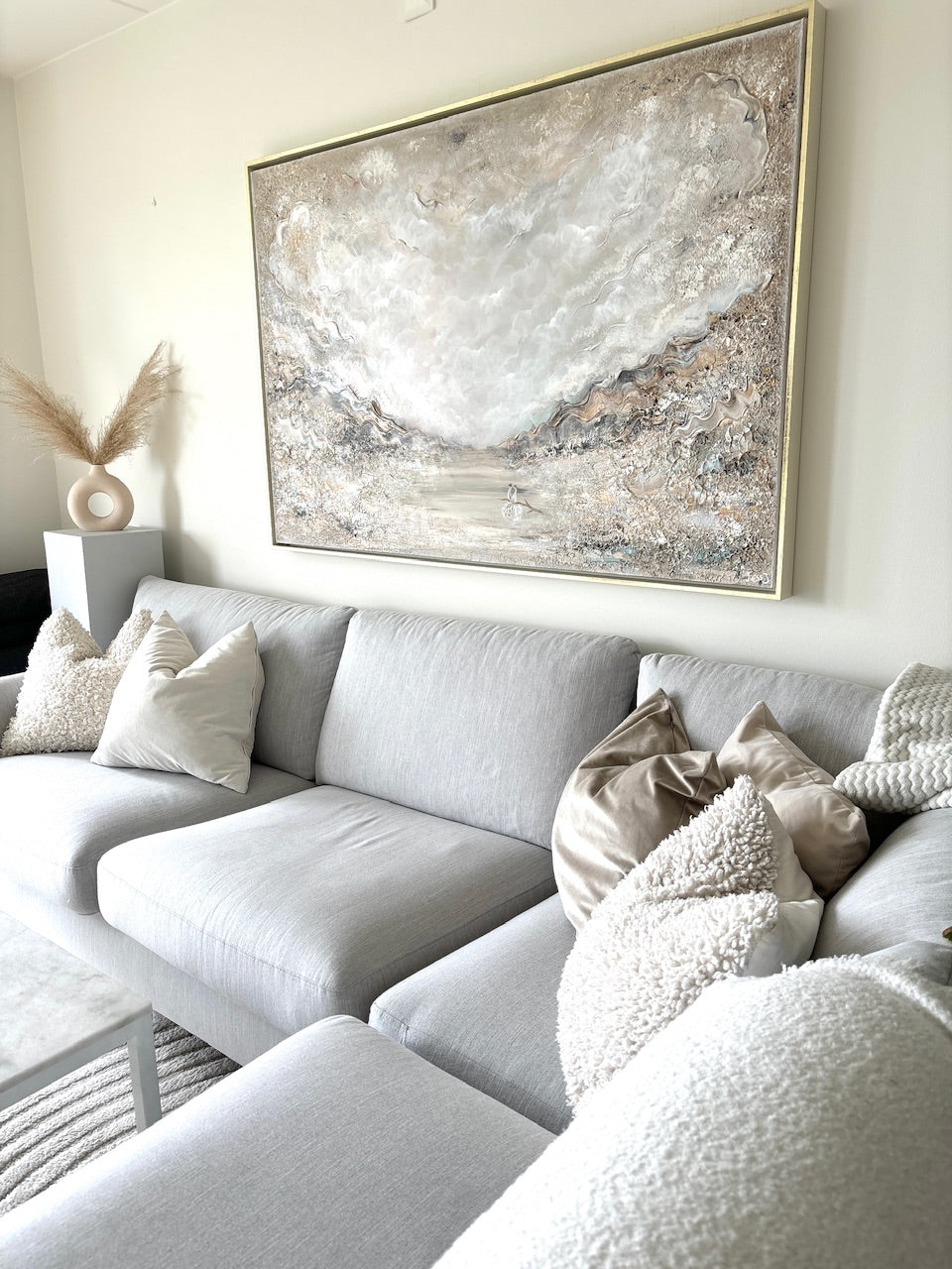 Beige Peacock Serenity - Original Painting