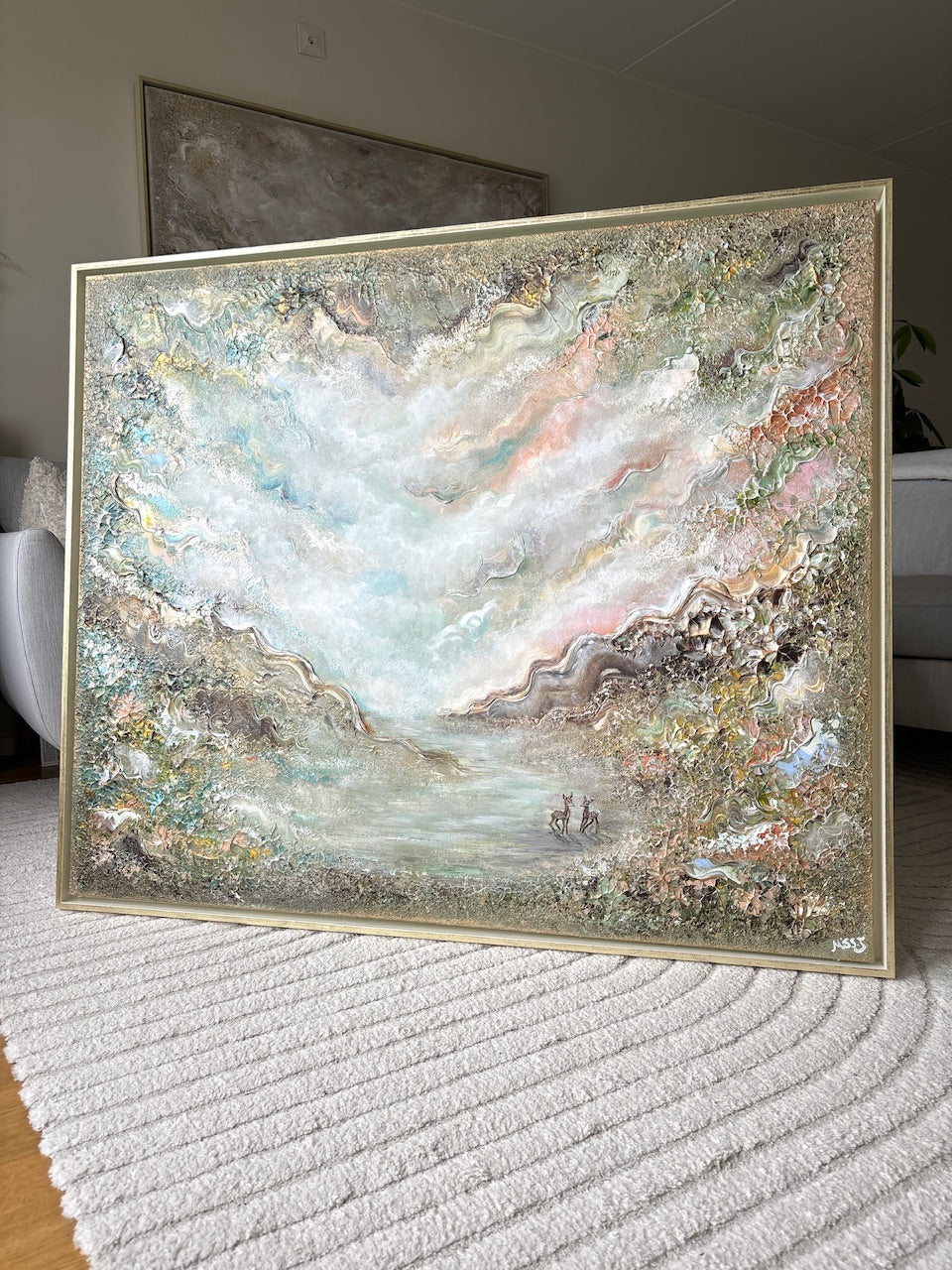 Green Forest of Deers - Original Painting