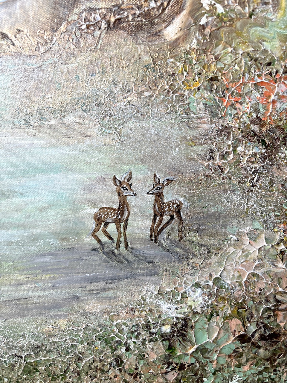 Green Forest of Deers - Original Painting