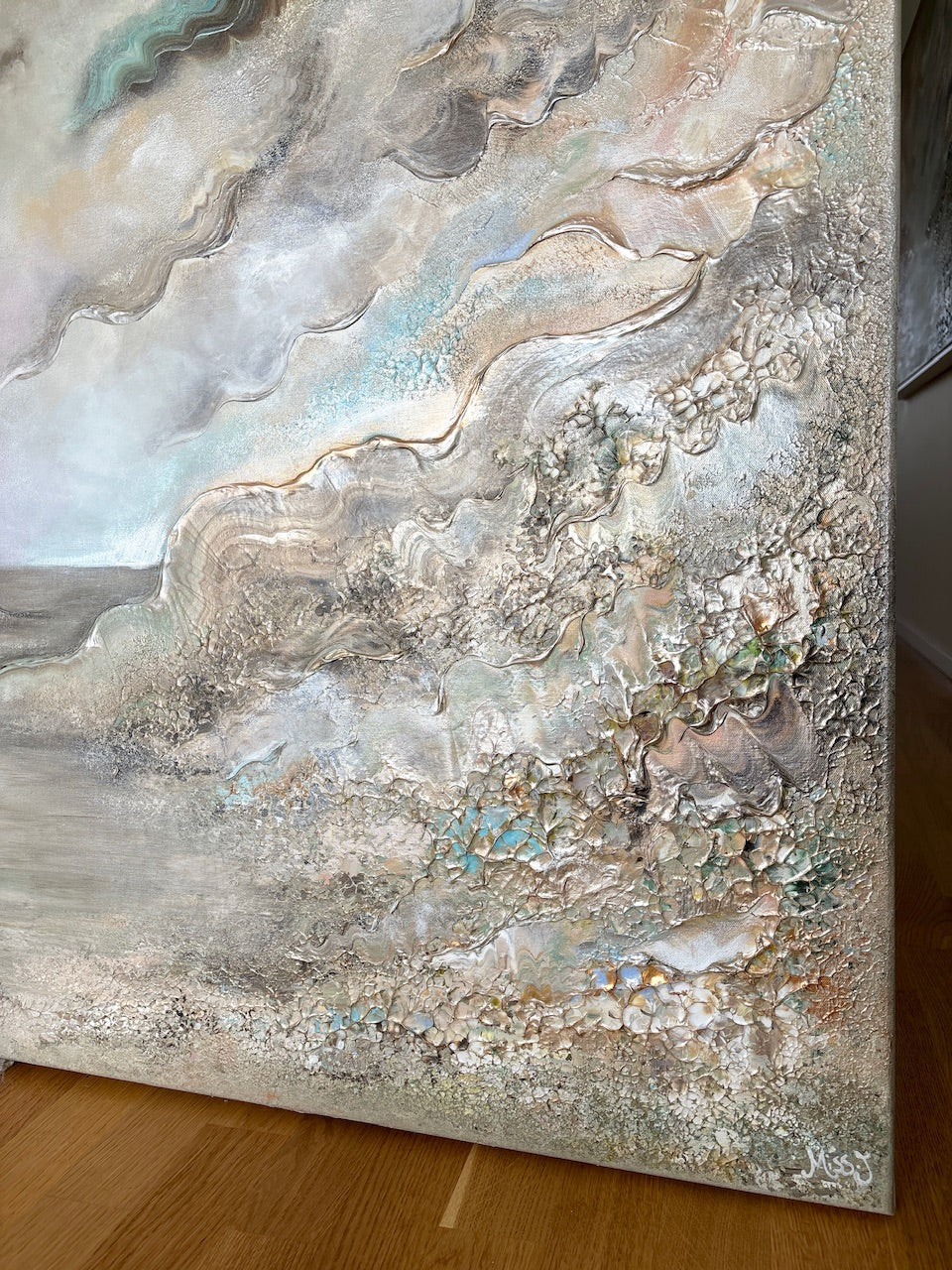 Beige Heavenly Deers - Original Painting