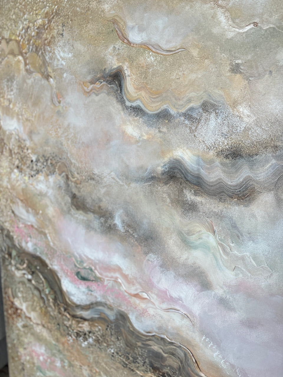 Beige Heavenly Deers - Original Painting
