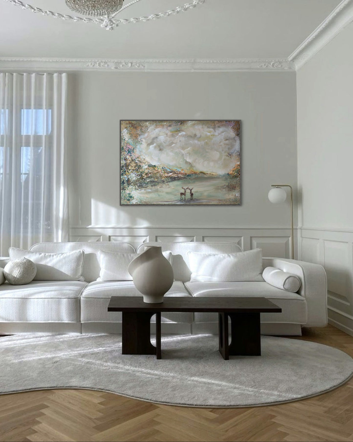 Kronhjortar på ängen Canvas Print