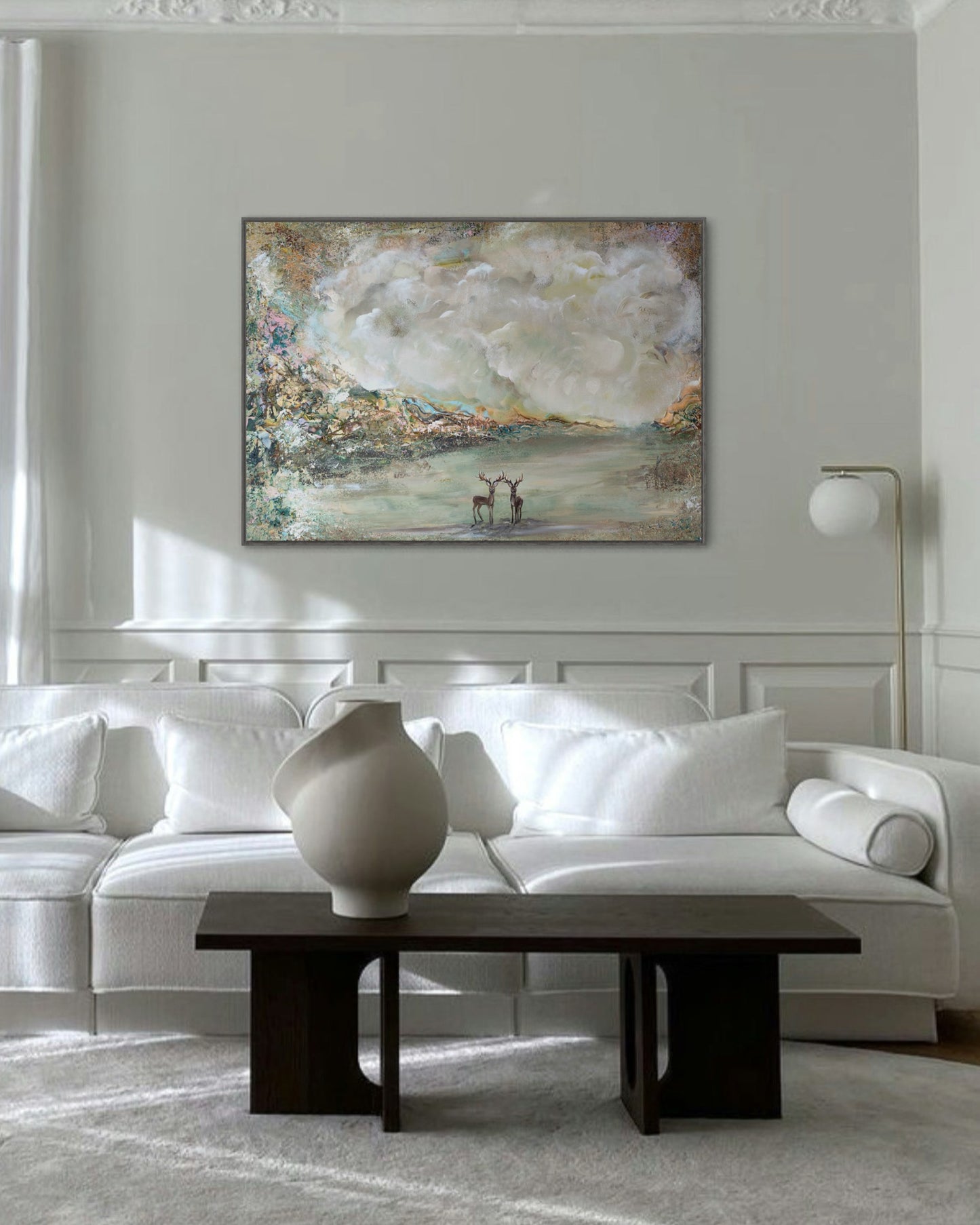 Kronhjortar på ängen Canvas Print