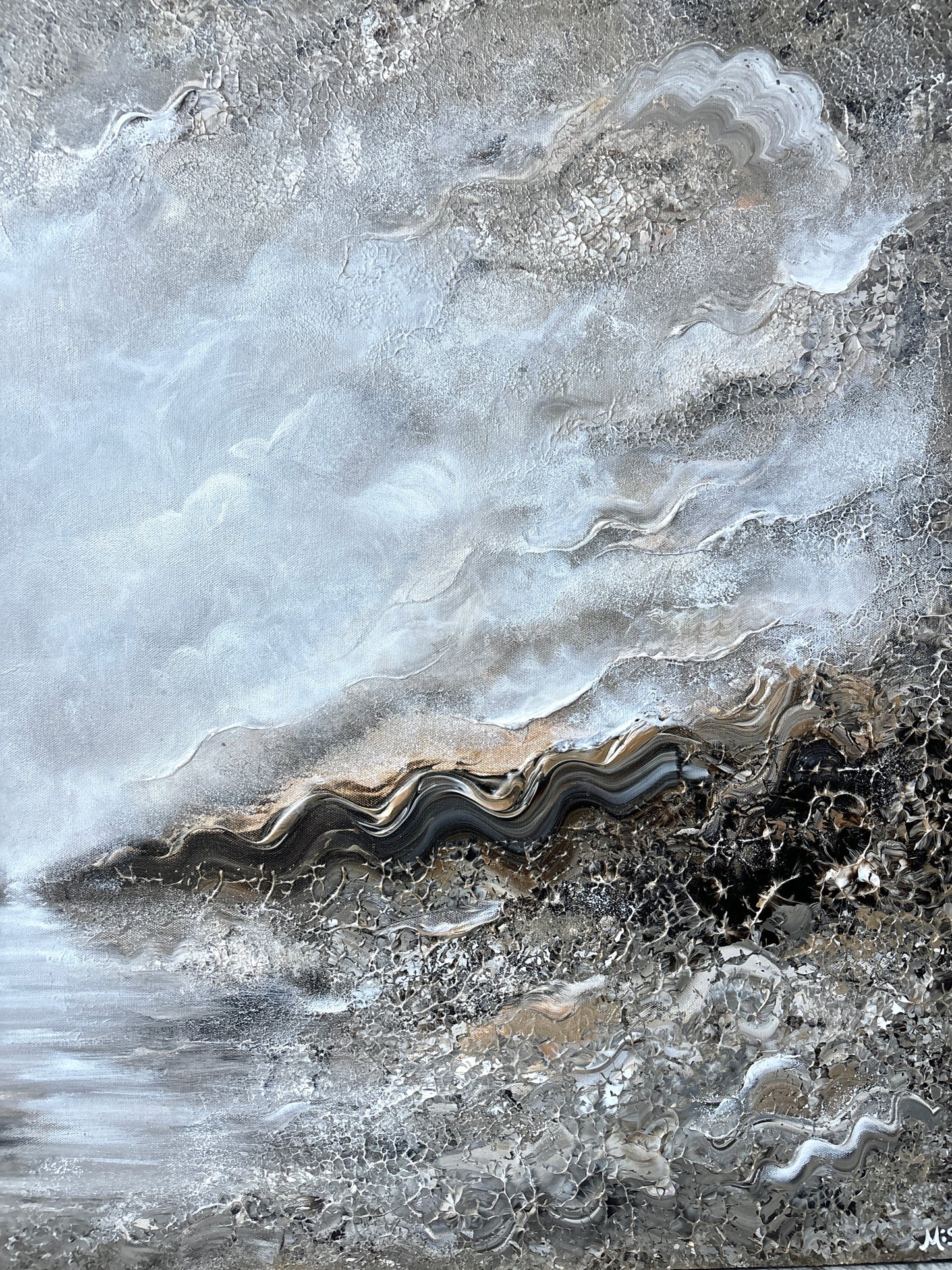 Beige ocean swans Original Painting