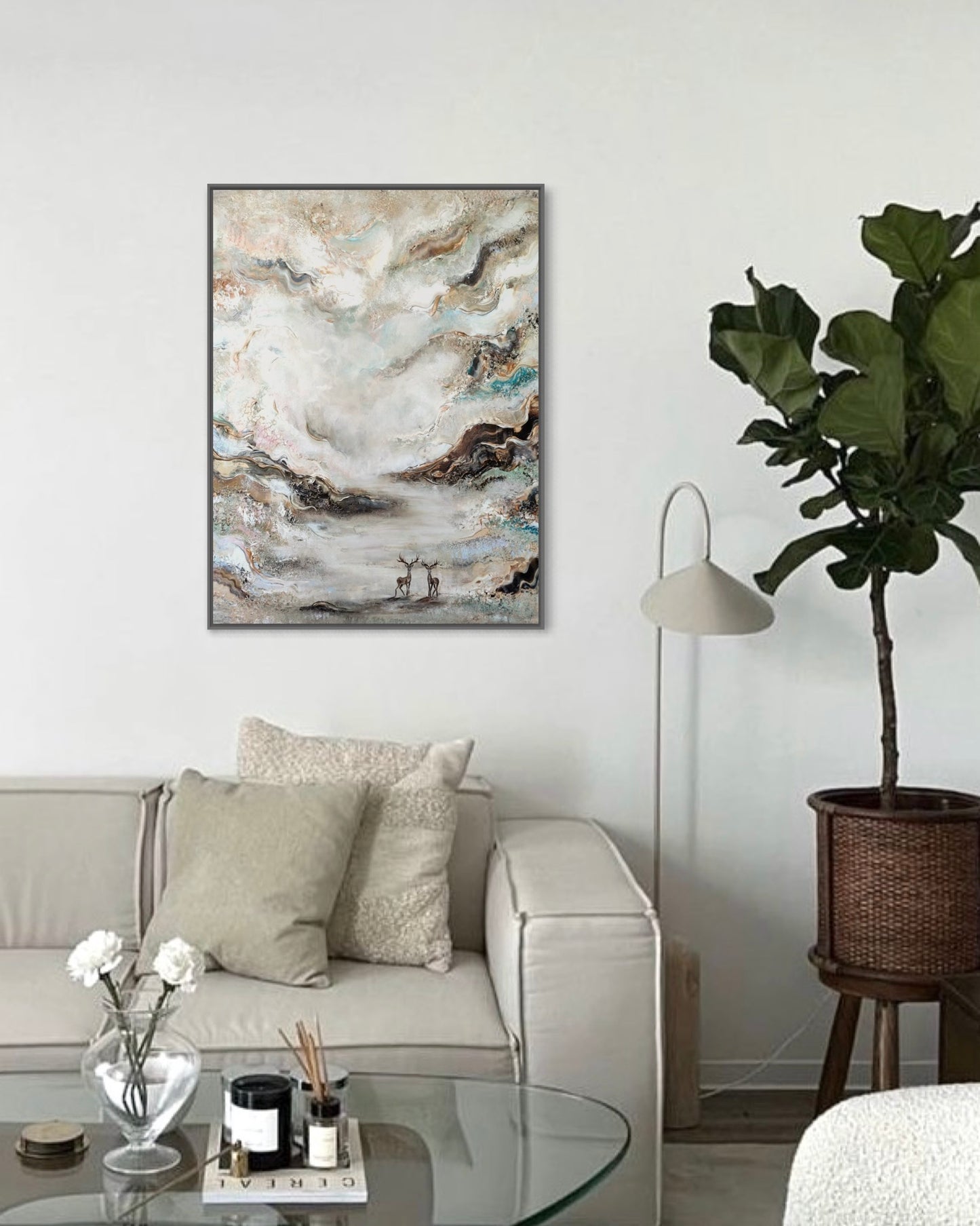 Beige dreamscape fields Vertical Print