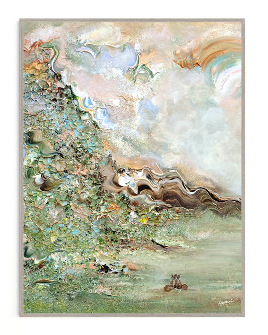 Green fox dreamscape Print Vertical