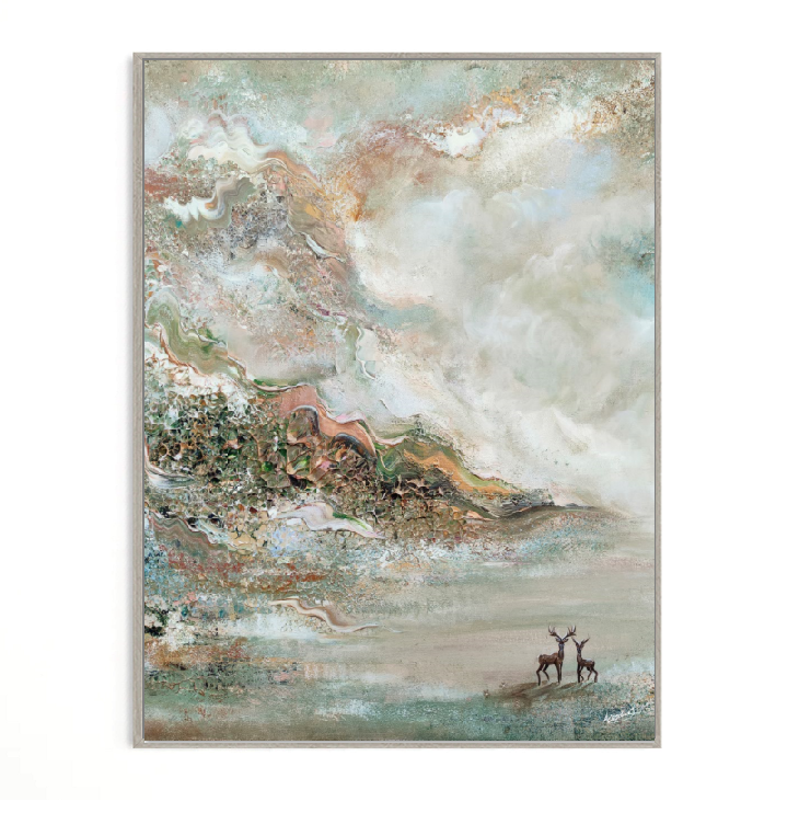 Green deer dreamscape Vertical Print