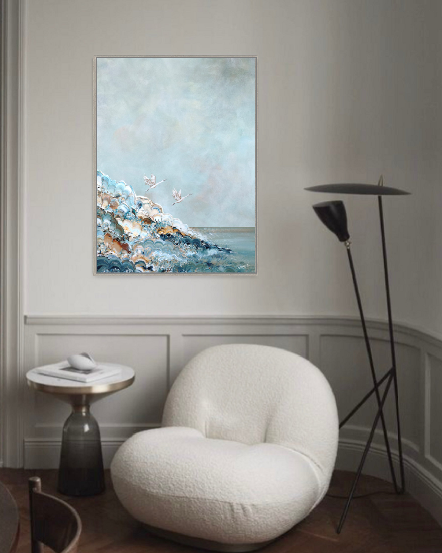 Ocean flying swans Print