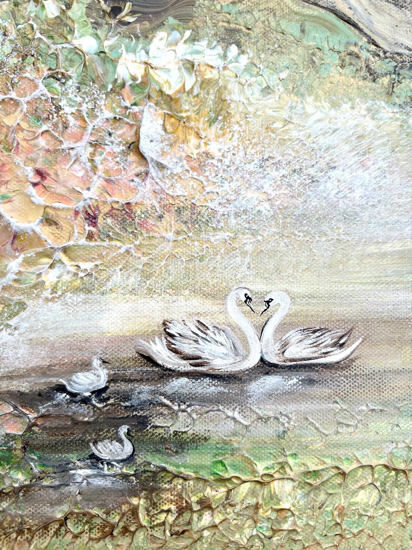 Family of swans dreamland - Original Painting