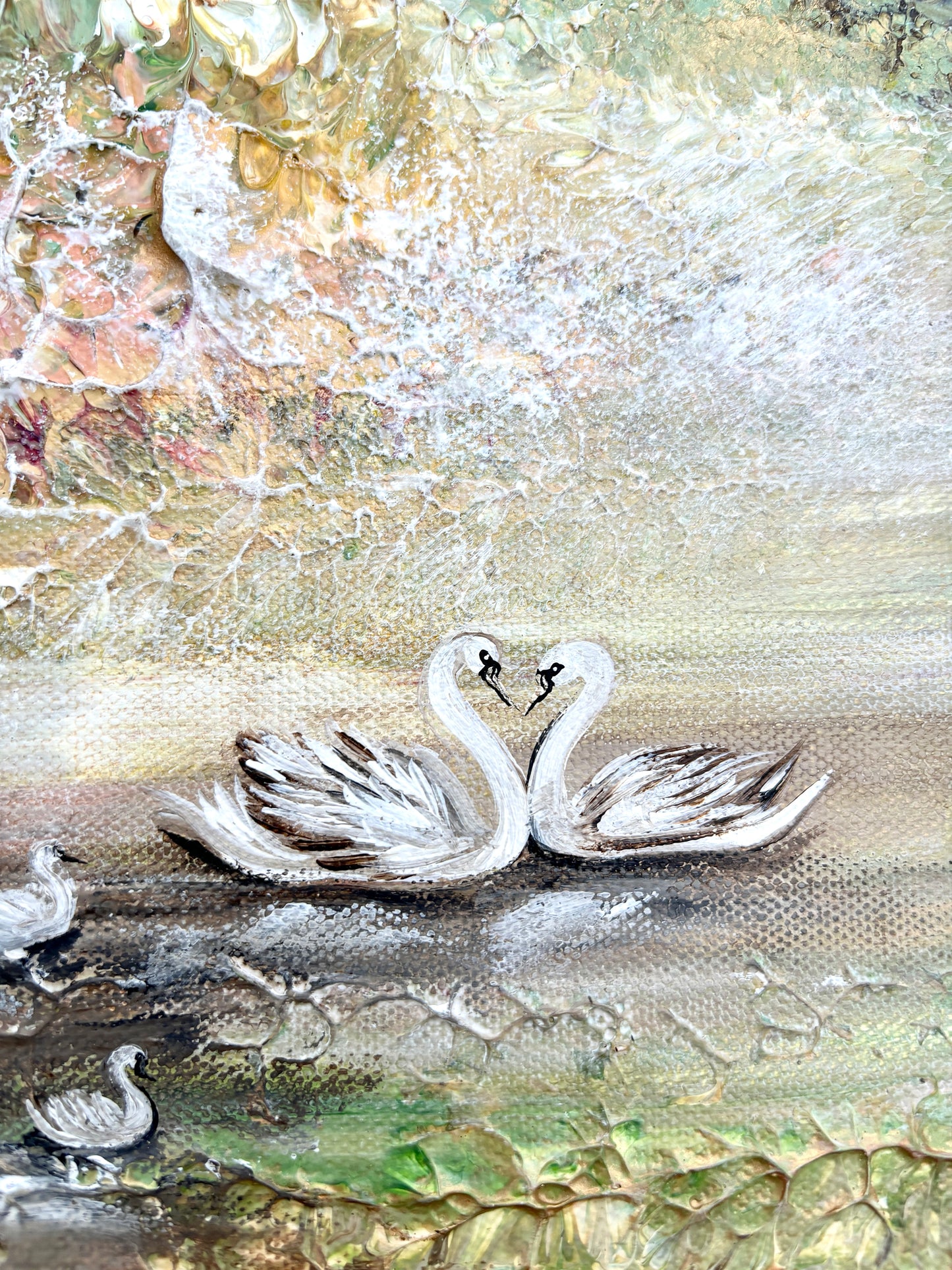 Family of swans dreamland - Original Painting