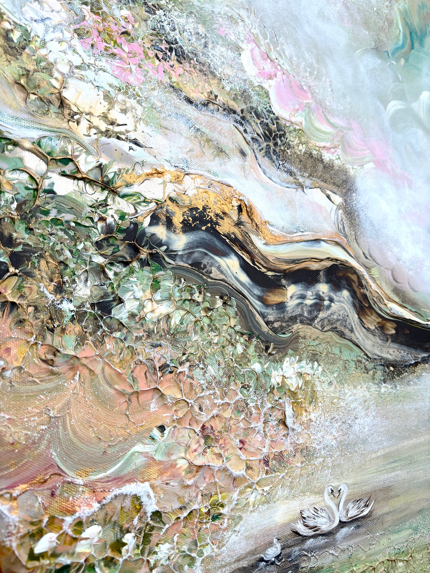 Family of swans dreamland - Original Painting