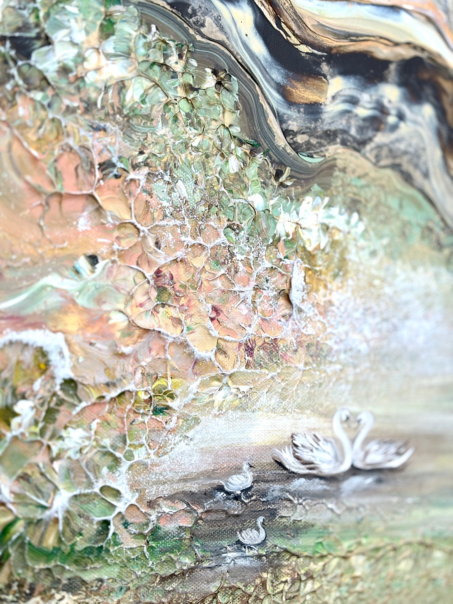 Family of swans dreamland - Original Painting