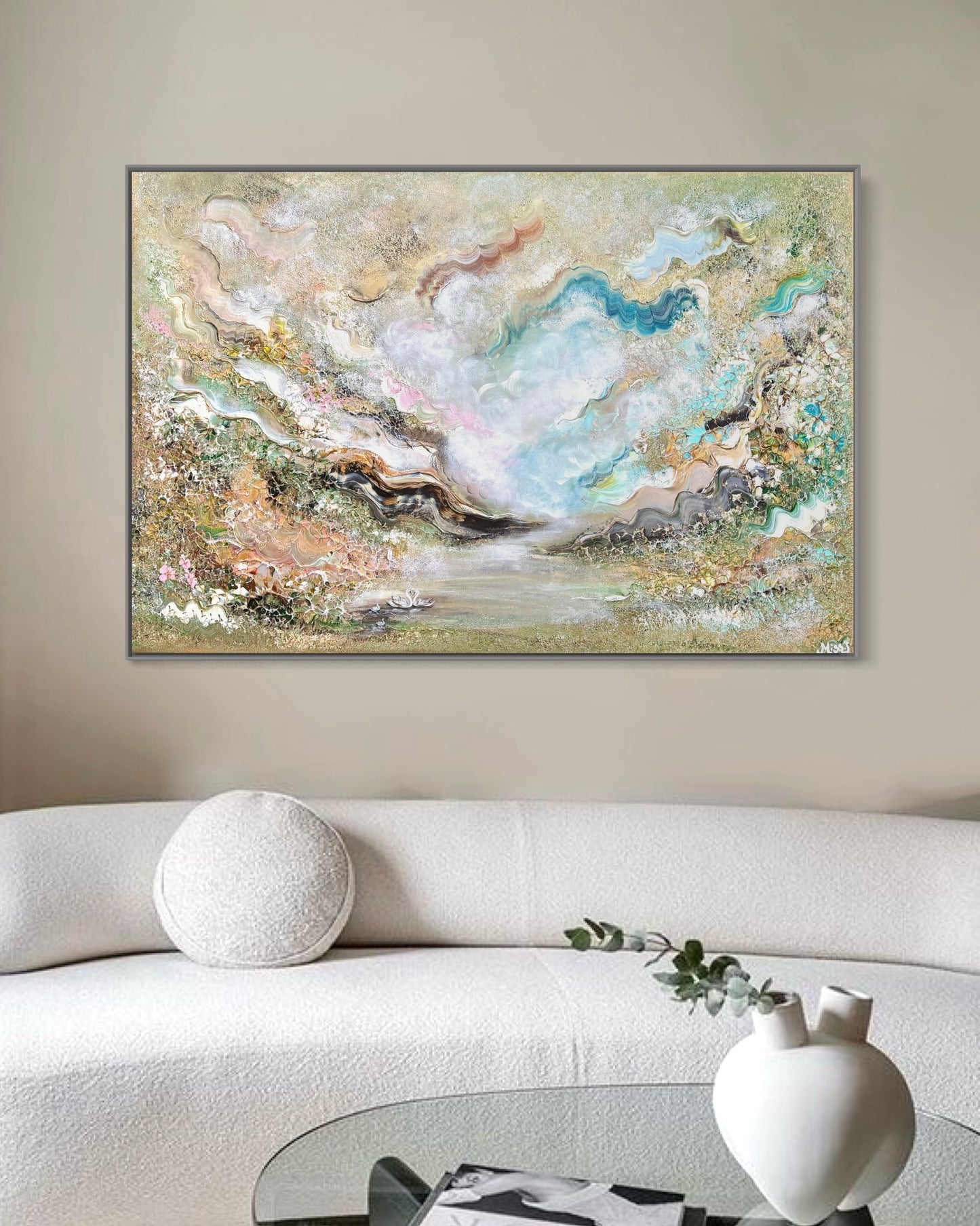 Family of swans dreamland - Original Painting