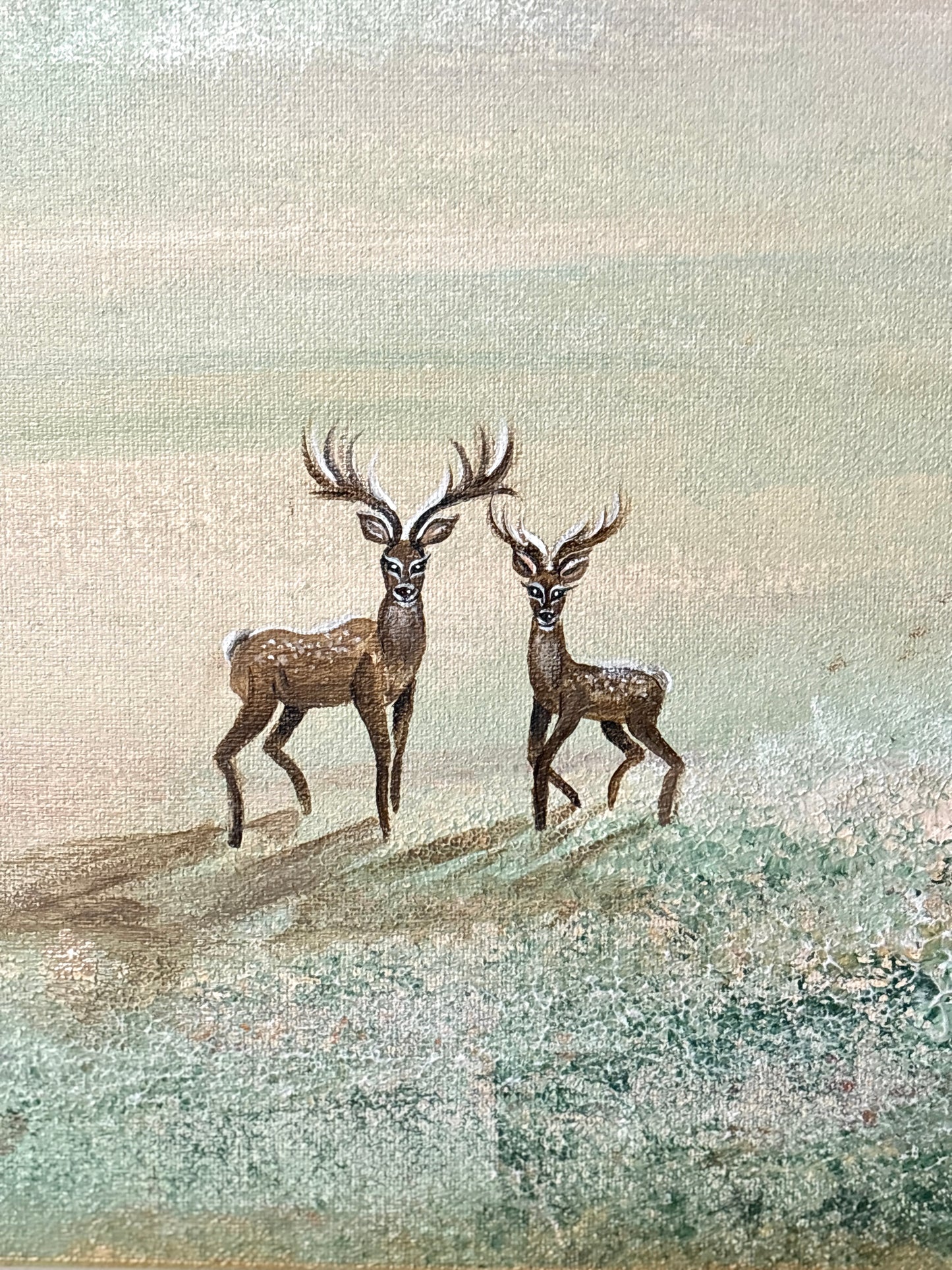 Green deer dreamscape - Original Painting