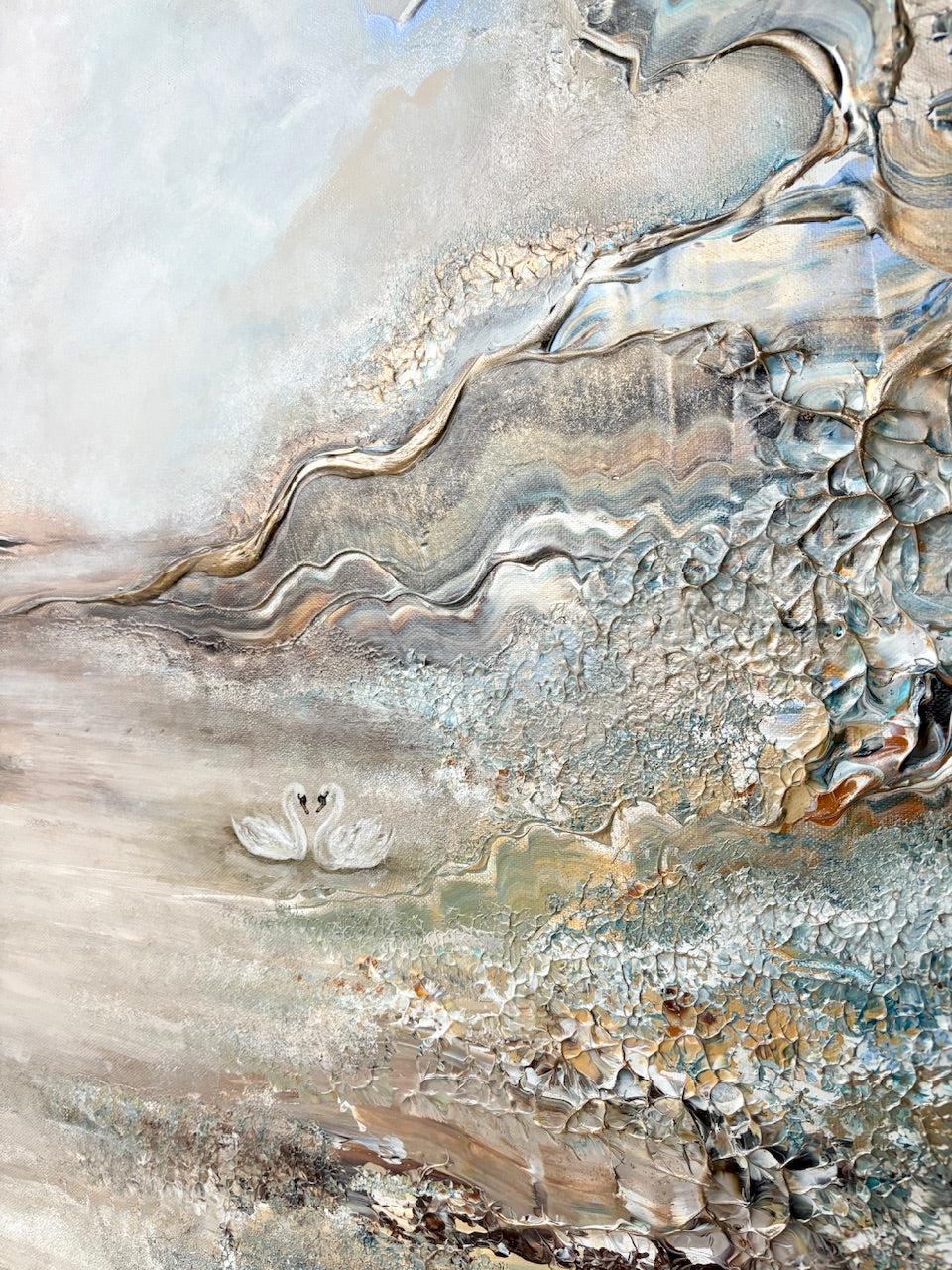Swans dreamscape  - Original Painting