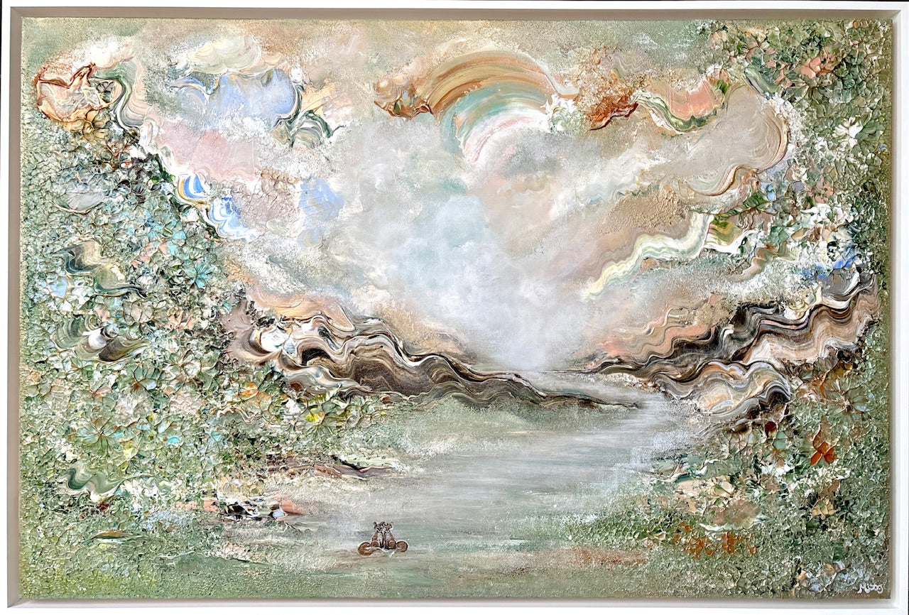 Green fox dreamscape  - Original Painting