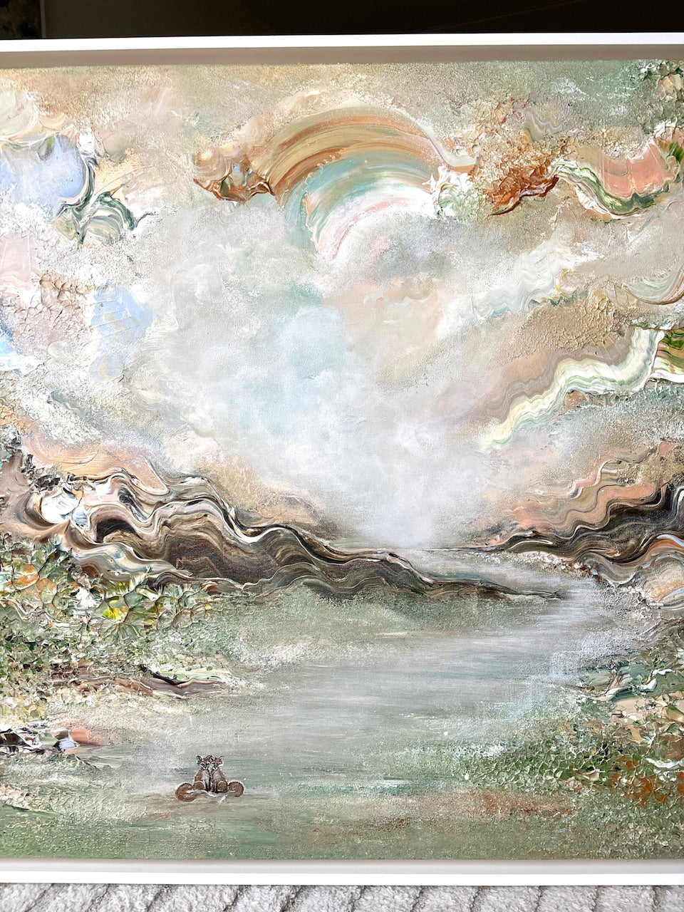 Green fox dreamscape  - Original Painting