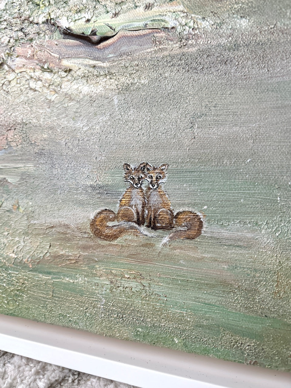 Green fox dreamscape  - Original Painting