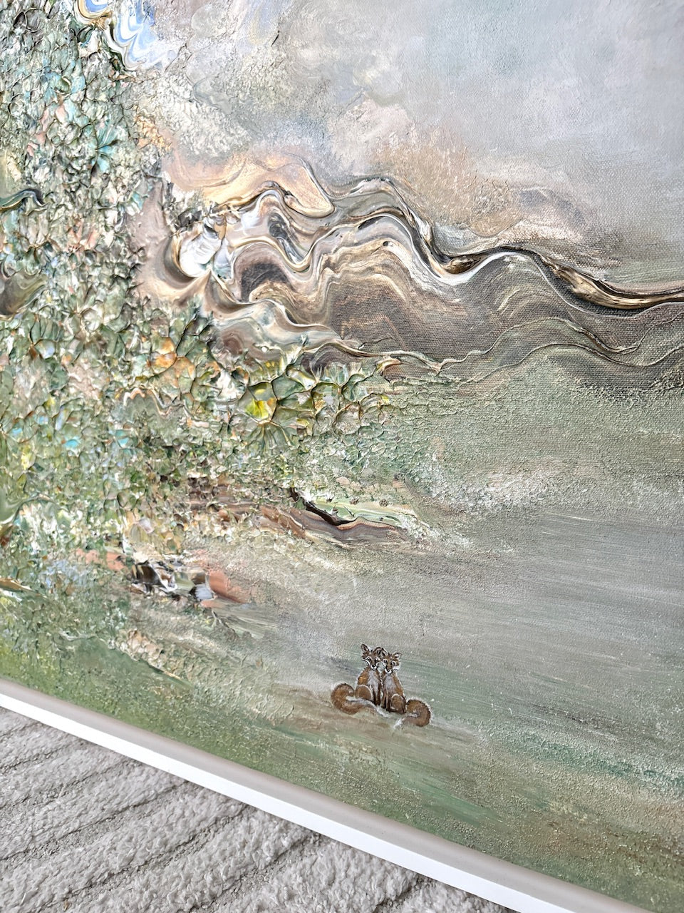 Green fox dreamscape  - Original Painting