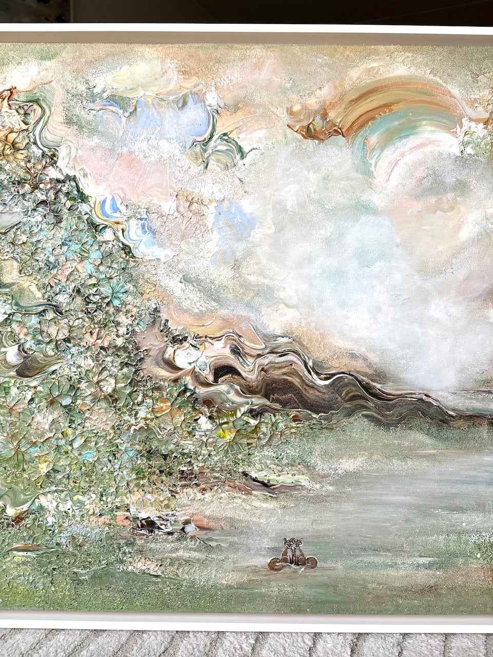 Green fox dreamscape  - Original Painting