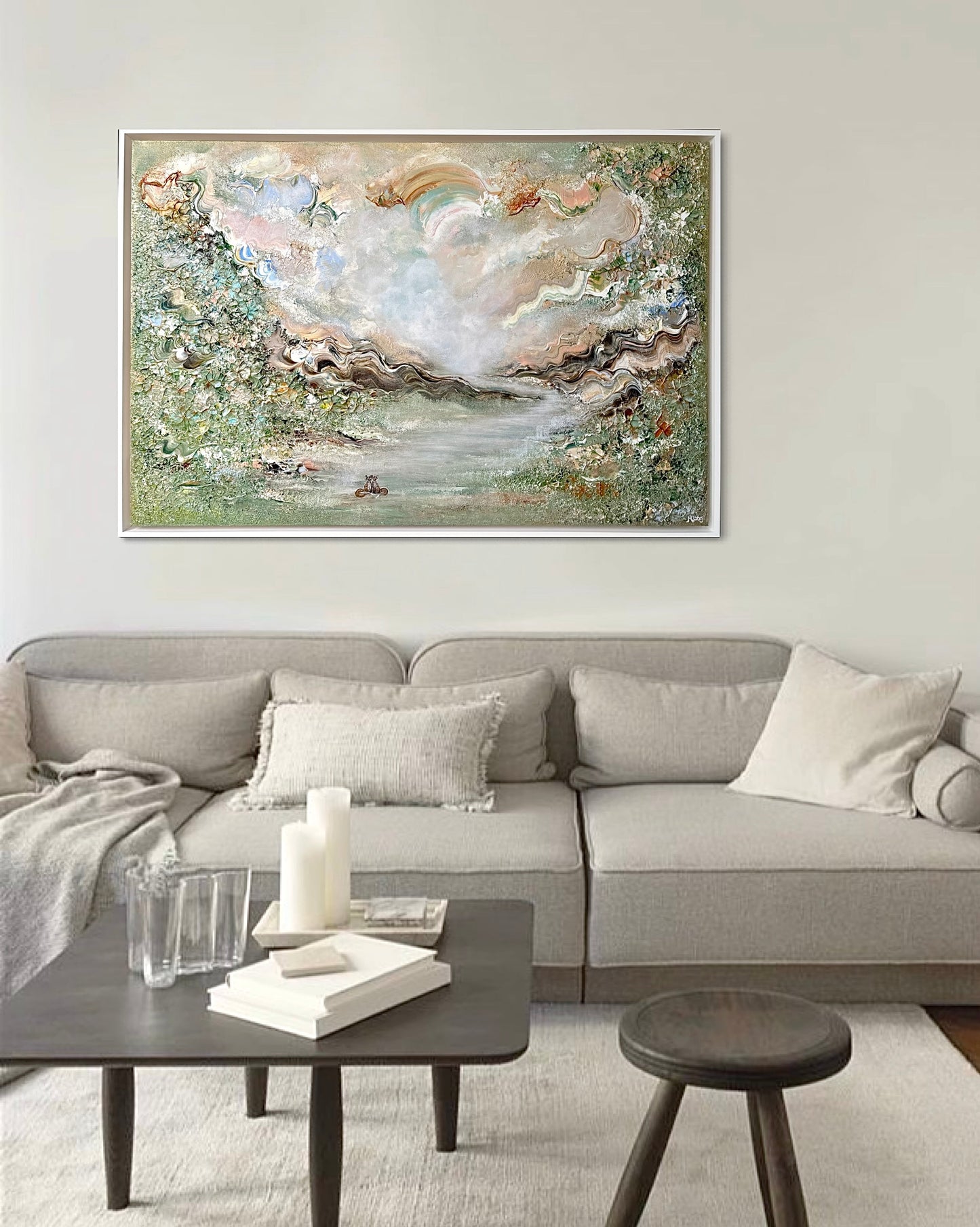 Green fox dreamscape  - Original Painting