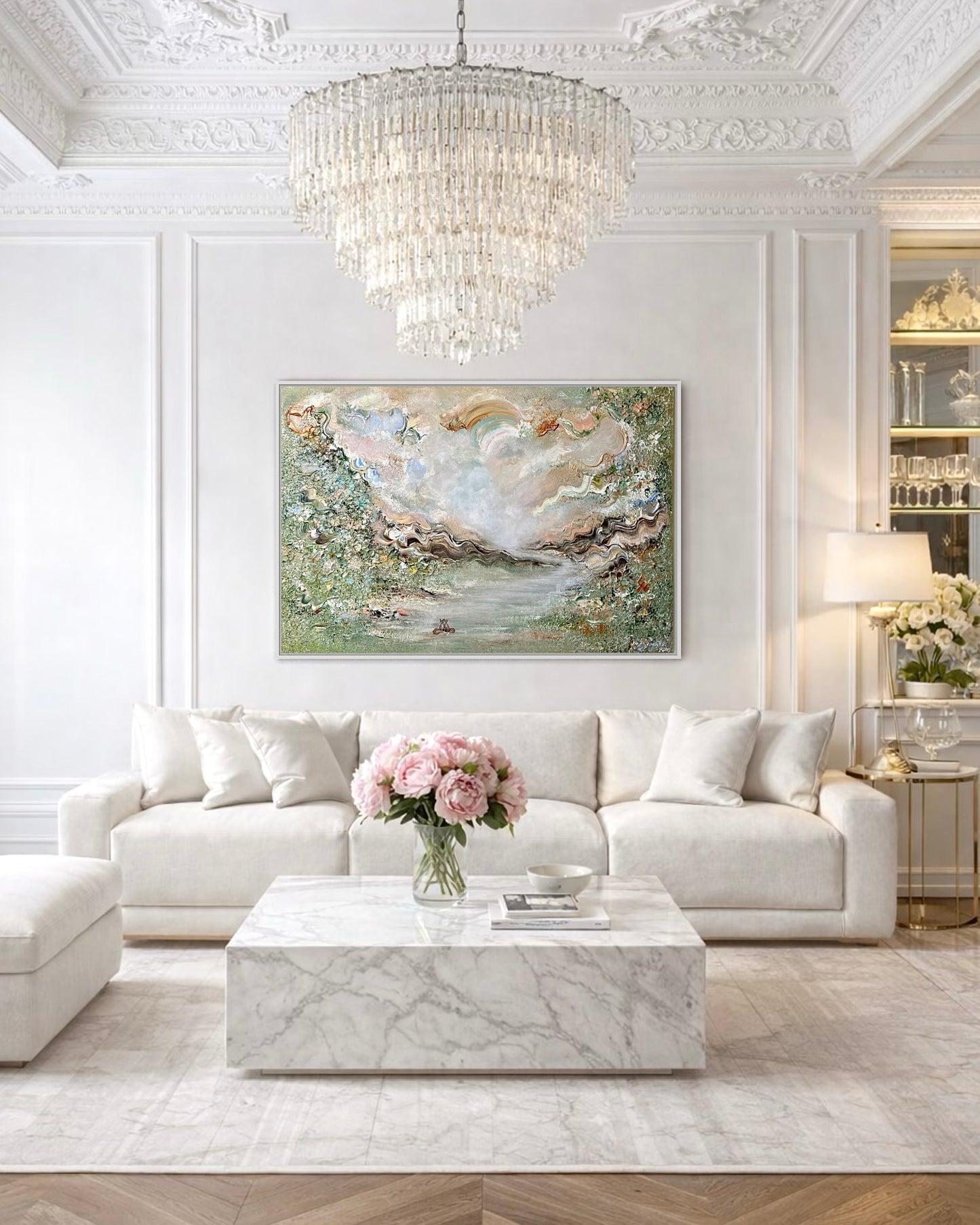 Green fox dreamscape  - Original Painting