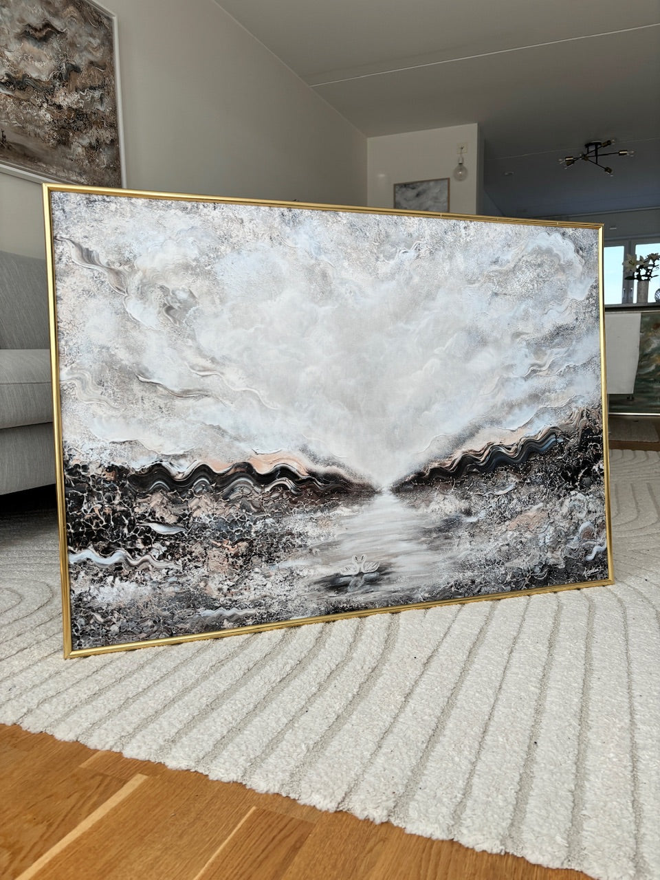 Beige ocean swans Print