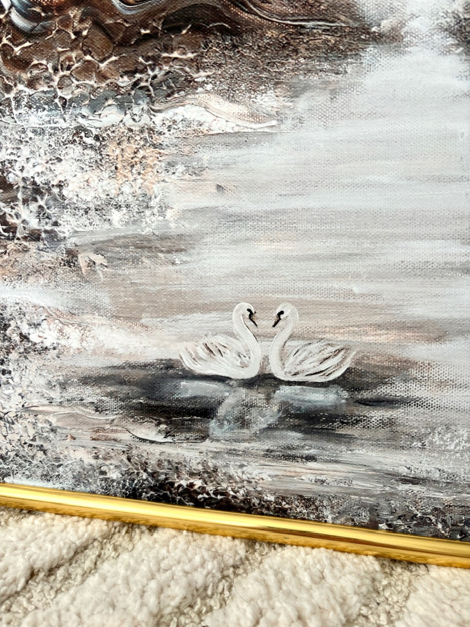 Beige ocean swans Print