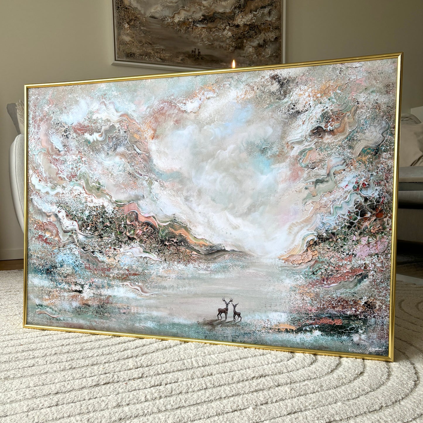 Green deer dreamscape Print