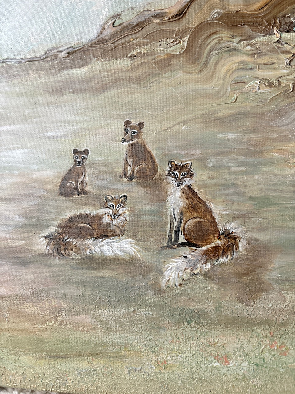 Bear and fox dreamland - Original Painting