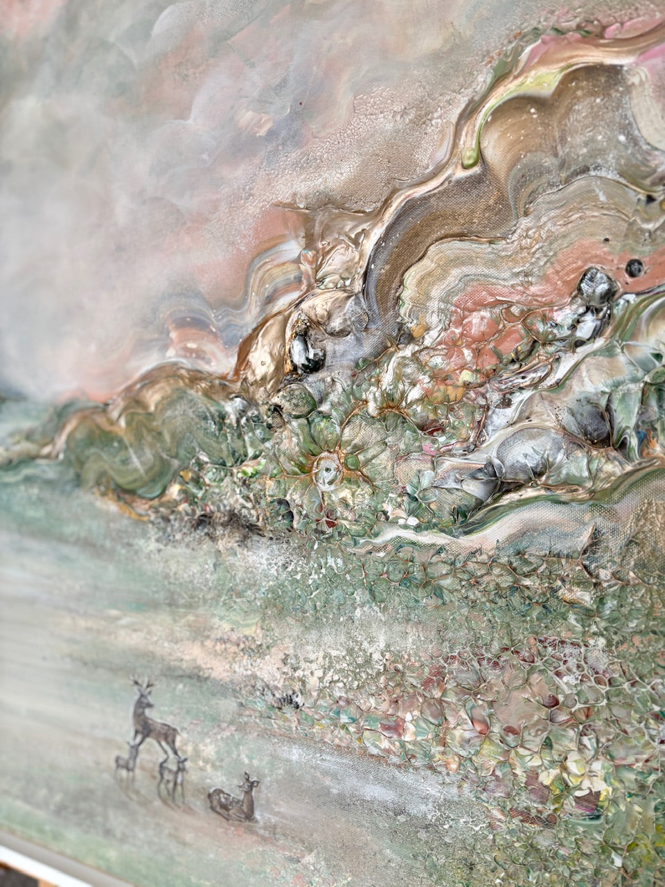 Green deer harmony - Original Painting