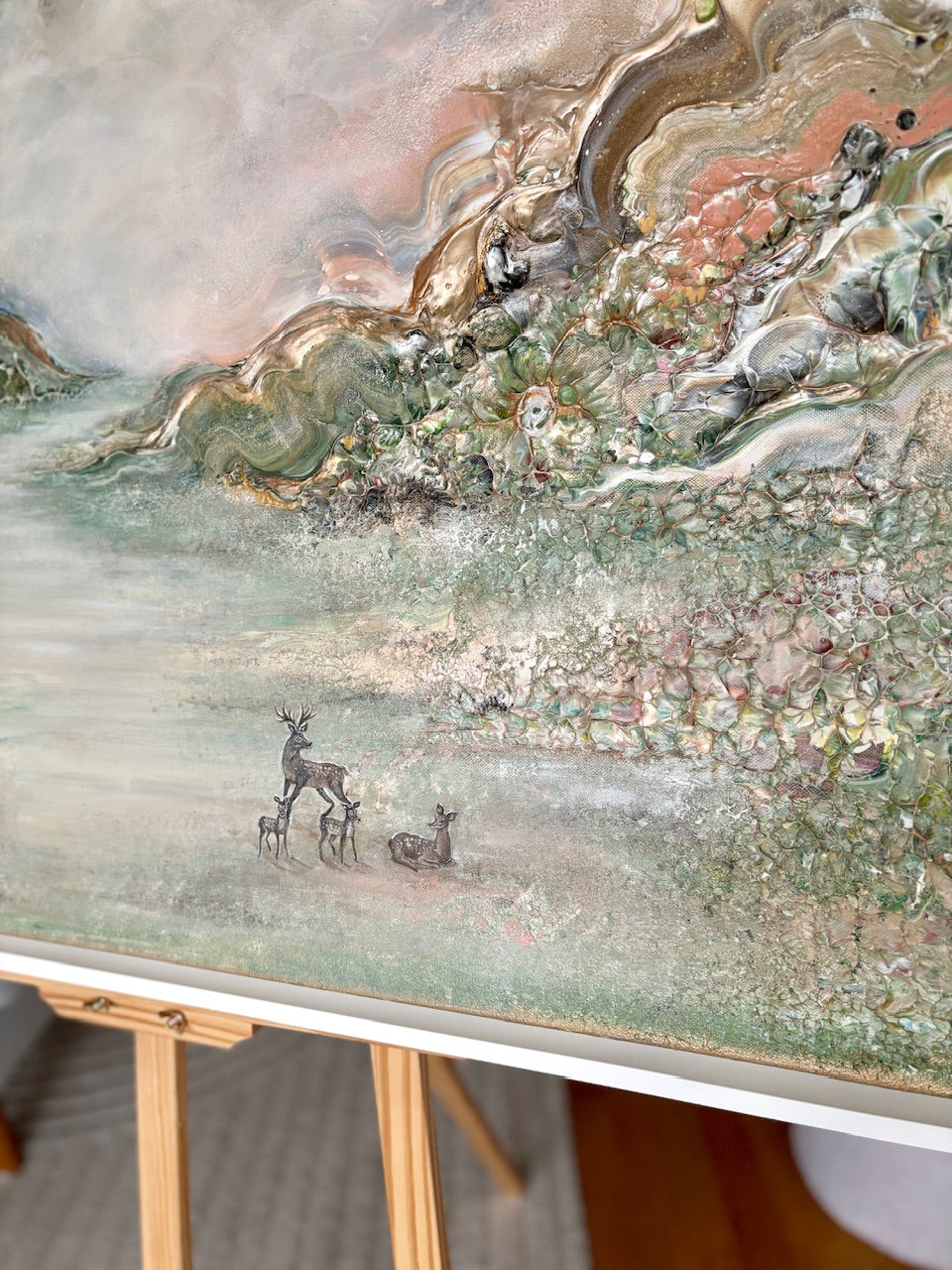 Green deer harmony - Original Painting