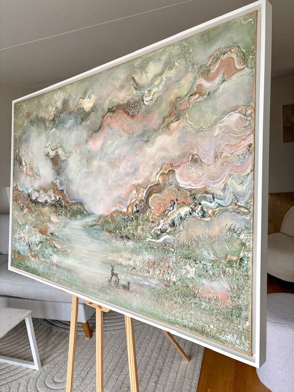 Green deer harmony - Original Painting