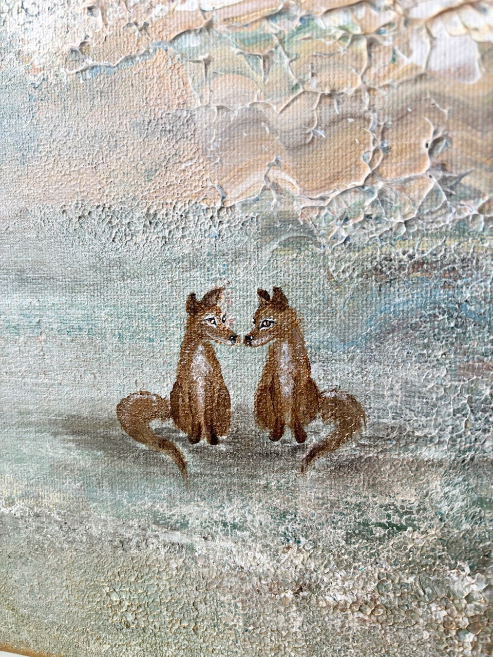 Blue fox dreamscape - Original Painting