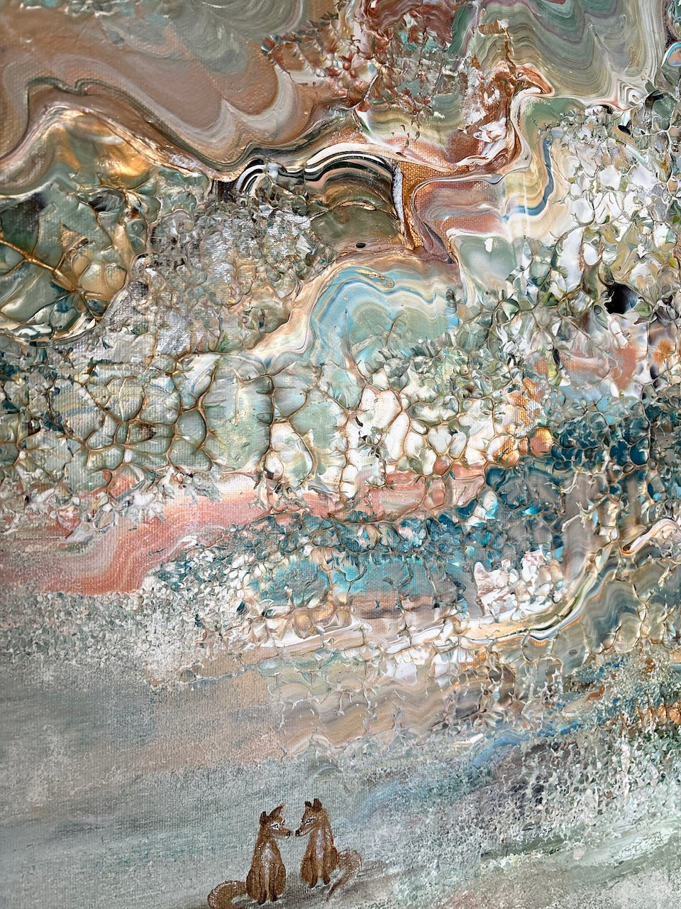 Blue fox dreamscape - Original Painting